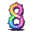 Pixel Art: steam punk glow tube, number 8, colorful, delicate, actual, ...