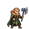 Pixel Art: set of elves with different weapons and outfits