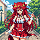 Pixel Art: Rias Gremory (High School DxD) (generated with AI by Tynvar Spirit).