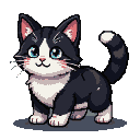 Pixel Art: Котик чорно белий. Треб згенетировати то как от ходить и мах...