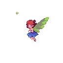 Pixel Art: little fairy in night colors who flies