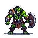 Pixel Art: Orc berserker (generated with AI by sandacz).
