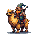 Pixel Art: evil dwarf riding on lama