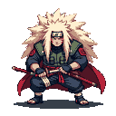 Pixel Art: Jiraiya (Naruto) (generated with AI by Tynvar Spirit).