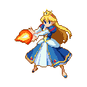 Pixel Art: princess casting fireball