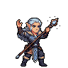 Pixel Art: set of elves with different weapons and outfits