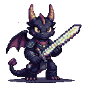 Pixel Art: dragon negro del minecraft en estilo de combate con colores ...