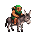 Pixel Art: troll riding on donkey