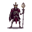 Pixel Art: skeleton king (generated with AI by sandacz).