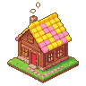 Pixel Art: whimsical cute house isometric tile
