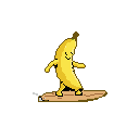 Pixel Art: banana surfer