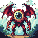 Menacing Winged Eyeball: 90s Arcade Boss Battle