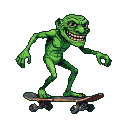 Pixel Art: troll on skateboard