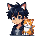 Pixel Art: anime boy with cat ears