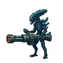 Pixel Art: Alien with huge rocket launcher