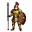 Pixel Art: pixel art anime centurion, human soldier Roman style, gold a...