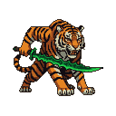 Pixel Art: tiger assasin with poison blade