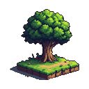 Gnarled Tree on Earth Block: Solitude & Rustic Charm
