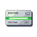 Pixel Art: station access keycard, electronic access card, glowing gree...