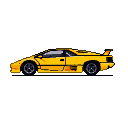Pixel Art: yellow lamborghini diablo sideview