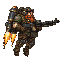 Pixel Art: dwarf with machinegun and jetpack