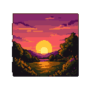 Pixel Art: a scenery with sunset