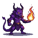 Pixel Art: purple fire demon
