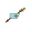 A light blue slime scimitar with a detailed golden hilt and brown grip.