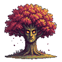 Pixel Art: tree with face (generated with AI by pixie.haus).