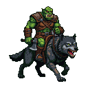 Pixel Art: orc riding on wolf