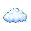 Fluffy white and light blue stylized cloud with a teal outline against a dark background.
