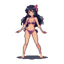 Pixel Art: Garota de anime com maiô, balançando os glúteos.