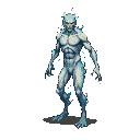 Pixel Art: humanoid evil water elemental - game monster