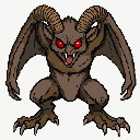 Pixel Art: Quero um morcego gigante com olhos vermelhos, presas grandes...