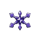 Abstract geometric symbol with a central crystalline node and four radiating sharp lines, rendered in deep purple and dark silver.