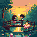 Pixel Art: landscape. (generated with AI by Alouka).