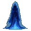 Pixel Art: Tall elegant glowing deep blue soul spirit, pure energy bein...