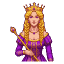 Regal Queen in Purple & Gold, Scepter in Hand