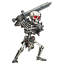 Pixel Art: skeleton warrior sideview - cartoonish style