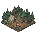 Pixel Art: camp, isometric tile
