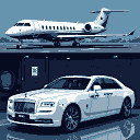 Pixel Art: AMG 63 Private jet and Rolls Royce (generated with AI by Zirgon Faerie).