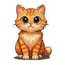 Pixel Art: ginger cat with huge eyes