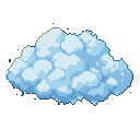 A fluffy, cumulus cloud in soft blues and whites with subtle shading.