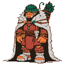Pixel Art: oraguthan druid in wolf fur and cap