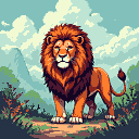 Pixel Art: Lion (generated with AI by Tynvar Spirit).