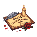 Pixel Art: Ouija board (generated with AI and edited by Alouka).