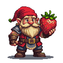 Pixel Art: npc dwarf with huge strawberry