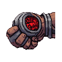 Gloved hand gripping a mechanical throttle with a red glowing digital display.
