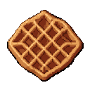 Golden-brown waffle with a defined grid pattern on a black background.