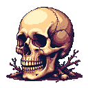 Pixel Art: [pretty] little skull (generated with AI by Lelush).
